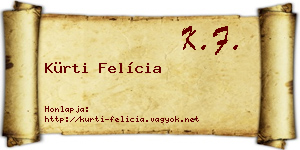 Kürti Felícia névjegykártya